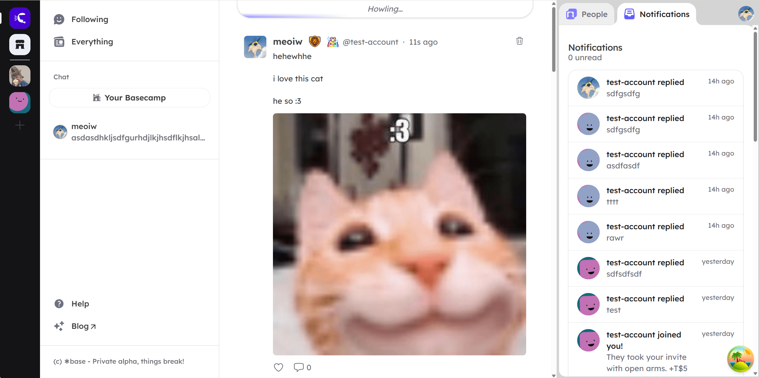 Packbase feed after the September 2025 interface refresh, with the Howl composer and two sidebars
