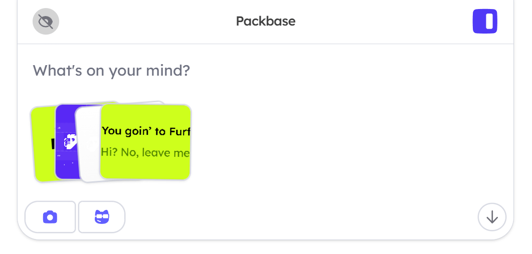 Packbase notification panel open in the refreshed right sidebar