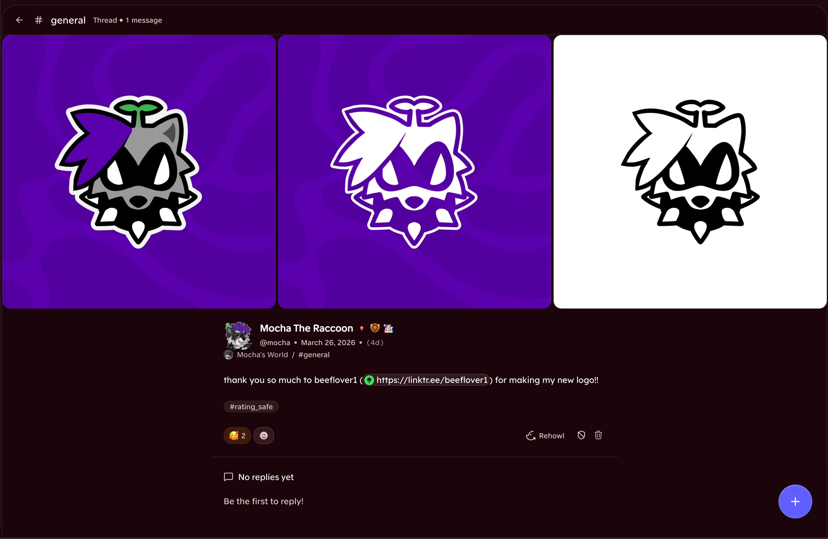 Dedicated Packbase Howl page with large artwork and a threaded conversation