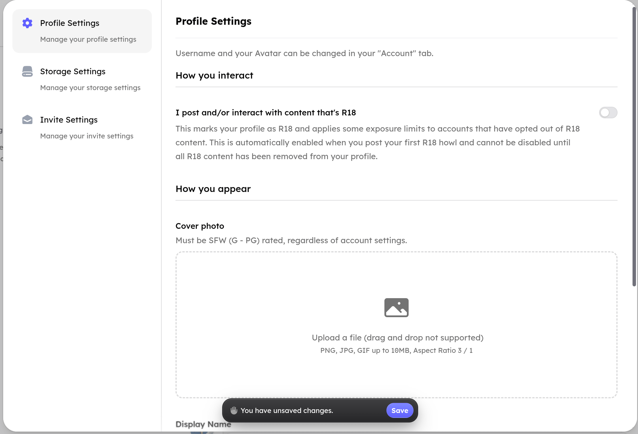 Rebuilt Packbase profile settings modal with editable profile fields